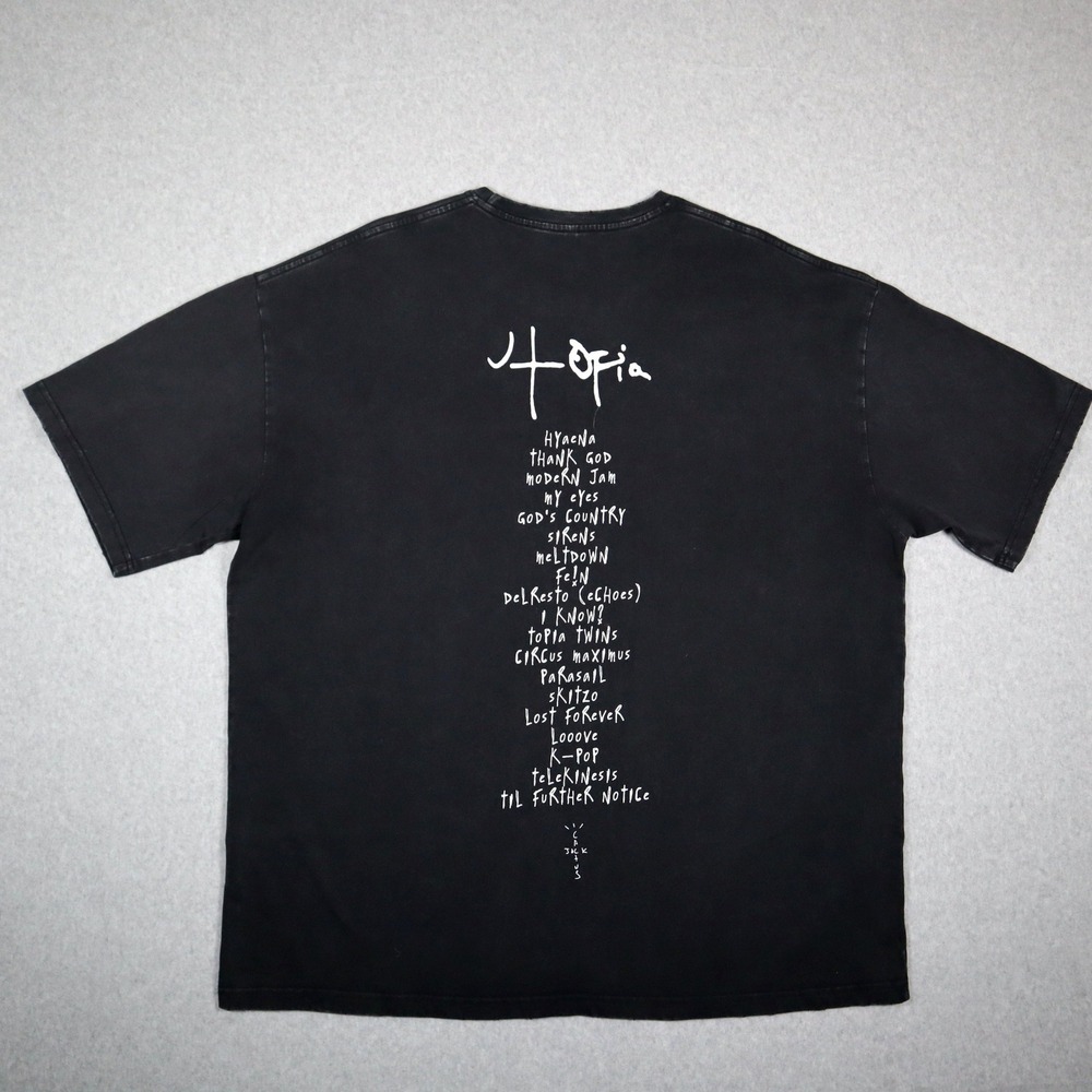 Travis Scott Utopia Cactus Jack Tracklist Graphic T-Shirt Washed Black XXL